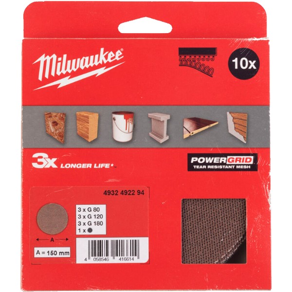 Фото - Сетка шлифовальная Milwaukee PG Mesh HL 150 мм 10 шт. (4932492294)