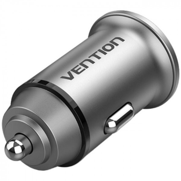 Фото - Автомобільний зарядний пристрій Vention 2USB-A 30W QC3.0 Gray Mini Style Aluminium Alloy Type (FFEH0)