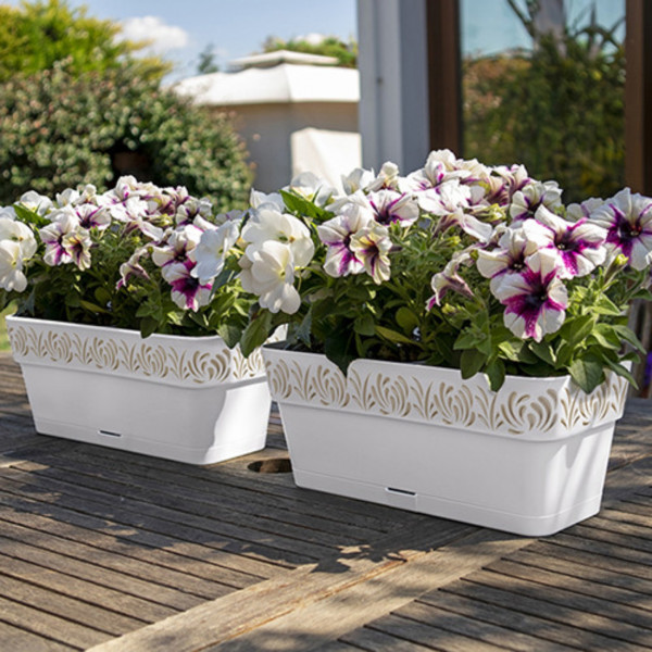 Фото - Вазон Stefanplast OPERA Gaia 30x13x12 см білий/травертин 88700