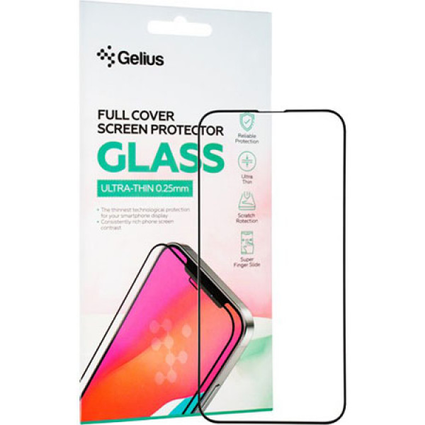 Фото - Защитное стекло для смартфона Gelius Full Cover Ultra-Thin 0.25mm for iPhone 13/13 Pro Black (88704)