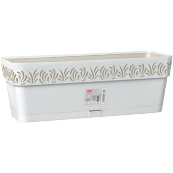 Фото - Вазон Stefanplast OPERA Gaia 50x18x17 см белый/травертин 88800