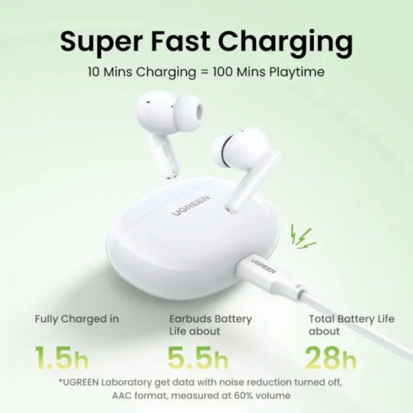 Фото - Навушники вкладиші бездротові TWS UGREEN HiTune T3C Earbuds WS207 White (45110)