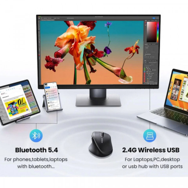 Фото - Миша бездротова UGREEN 2.4GHz&BT M751
Black (45792)