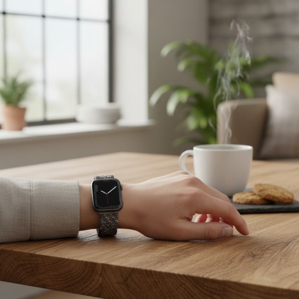 Фото - Ремінець для смарт-годинника Uniq Aspen Apple Watch 44/42/45mm Series 1/2/3/4/5/6/7/8/9/SE/SE2 Braided pebble grey (8886463679494)
