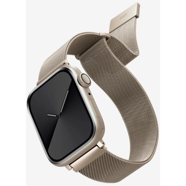 Фото - Ремешок для смарт-часов Uniq Dante Apple Watch Series 1/2/3/4/5/6/7/8/9/SE/SE2 42/44/45mm Stainless Steel starlight (8886463679531)