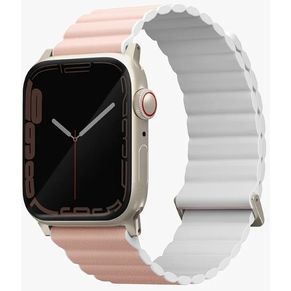 Фото - Ремешок для смарт-часов Uniq Revix Premium Apple Watch Series 1-9/SE/SE2 38/40/41mm Edition Reversible Magnetic Leather blush pink-white (8886463684276)