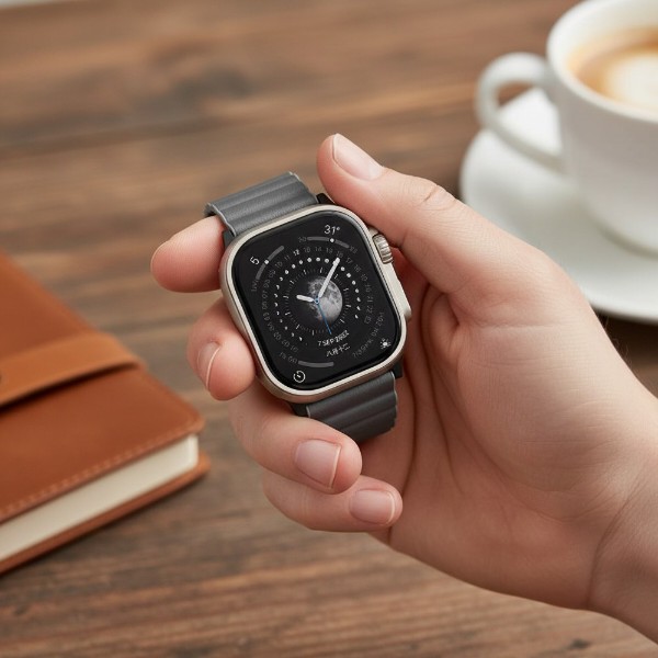 Фото - Ремінець для смарт-годинника Uniq Revix Premium Apple Watch Series 1-9/SE/SE2/Ultra/Ultra 2 42/44/45/49mm Magnetic Leather charcoal-grey (8886463684283)