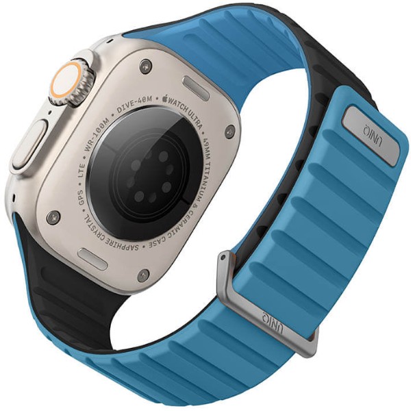 Фото - Ремінець для смарт-годинника Uniq Revix Apple Watch Series 1/2/3/4/5/6/7/8/9/SE/SE2/Ultra/Ultra 2 42/44/45/49mm Reversible Magnetic pacific blue-black (88864636