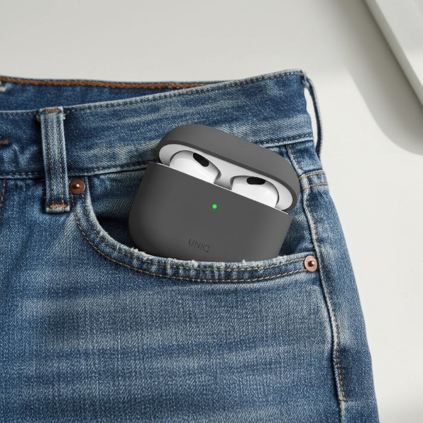 Фото - Чохол для навушників Uniq Lino AirPods 4 Silicone ash grey (8886463691373)