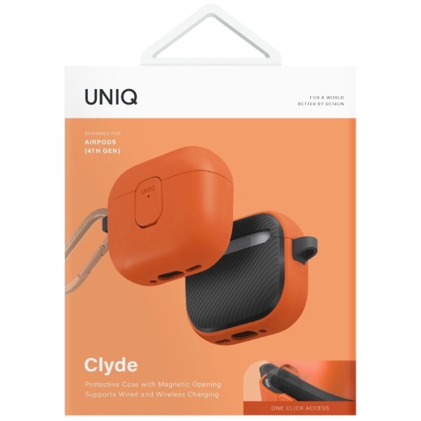 Фото - Чехол для наушников Uniq Clyde for AirPods 4 Lock Case оранжевый CLYVORGCHR (8886463693230)