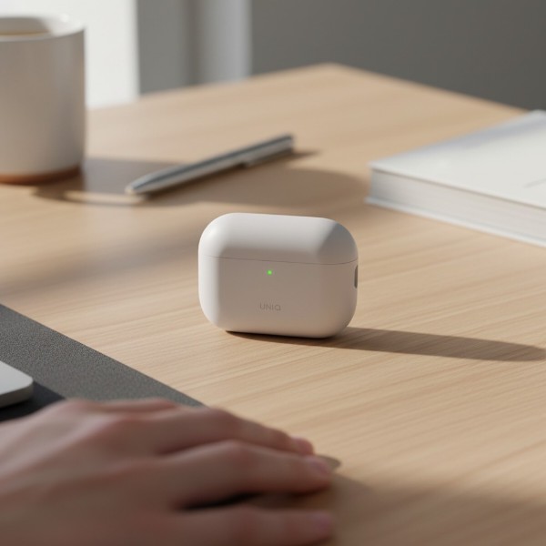 Фото - Чохол для навушників Uniq Lino do AirPods Pro 3 gen Silicone Silver (UNIQ-AIRPODSPRO3-LINOCHRGRY)
