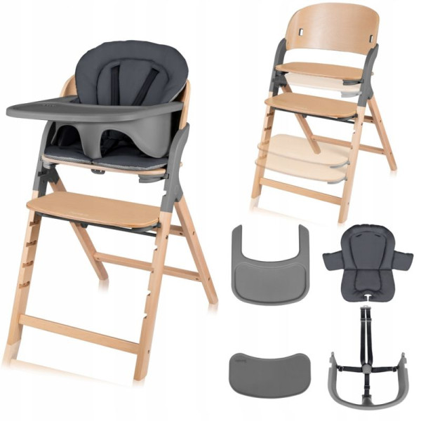Фото - Стільчик для годування класичний Lionelo MEGAN GREY WOOD