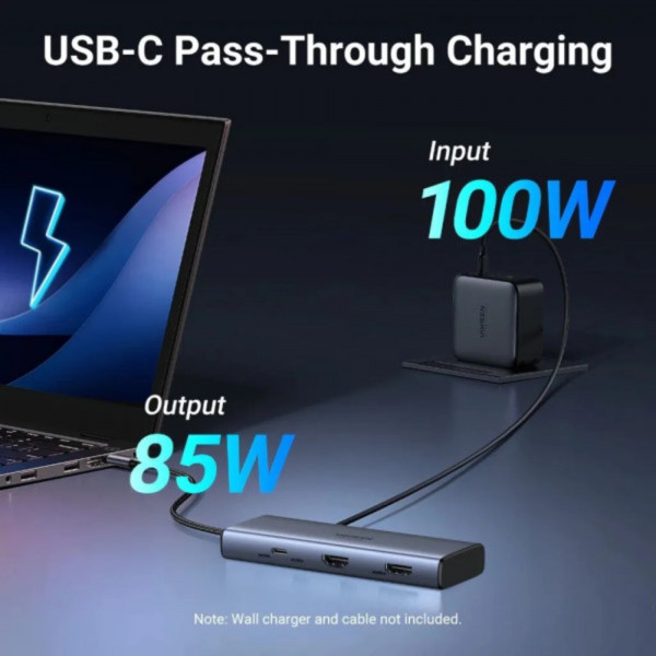 Фото - Хаб USB UGREEN USB 3.2 Type-C 2xUSB-A 3.2/2xUSB-C 3.2 2xHDMI Gray CM498 (45379)