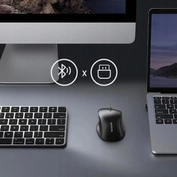 Фото - Миша бездротова UGREEN 2.4GHz+Bluetooth MU101 Black (90395)