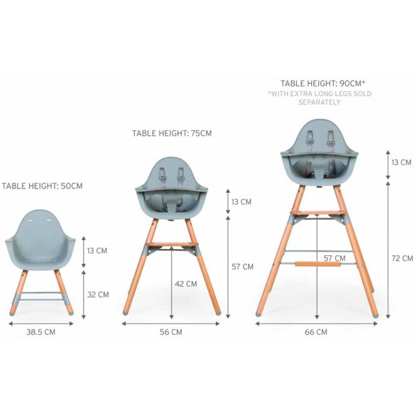 Фото - Стульчик для кормления классический Childhome Evolu 2 Natural/Mint (CHEVOCHMI)