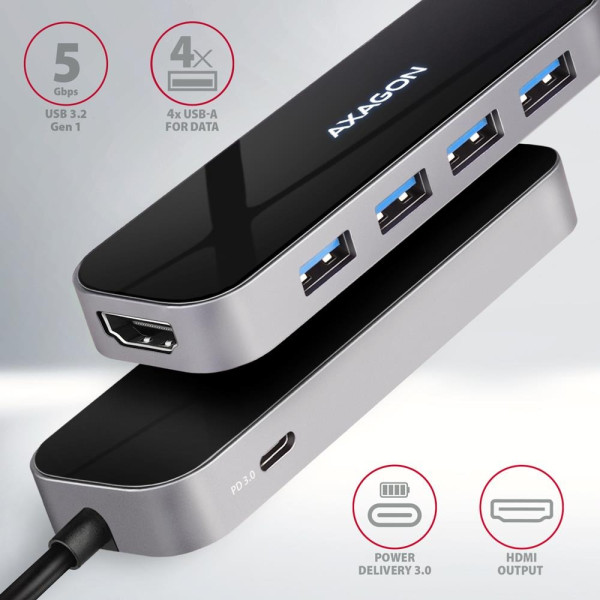 Фото - Хаб USB AXAGON USB-C 6IN1 0.2m (HMC-6H4A)