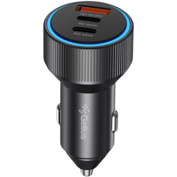 Фото - Автомобільний зарядний пристрій Gelius PowerRide GP-CC011 1USB + 2Type-C 60W 45W C1+ 15W A+C2 Black (101283)
