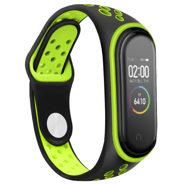Фото - Ремінець для фітнес-браслету BeCover Nike Style for Xiaomi Mi Smart Band 5 Black-Green (705152)