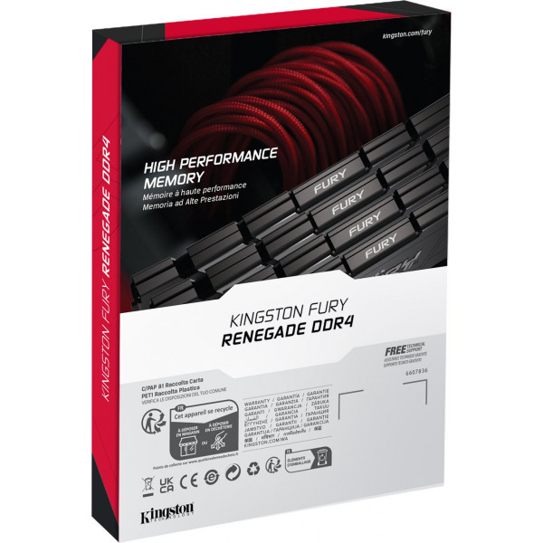 Фото - Память DDR Kingston DDR4 8GB 3200 FURY Renegade Black (KF432C16RB2/8)