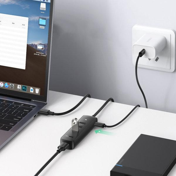 Фото - Хаб USB UGREEN 4-port 1м USB 2.0 CM416 Black (80657)