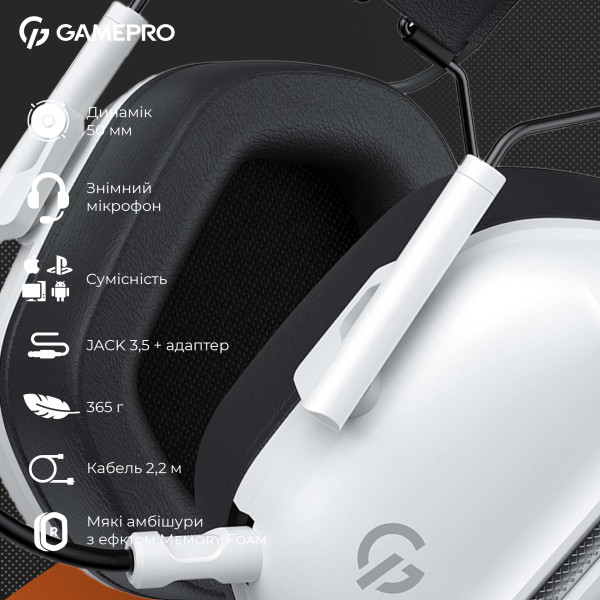 Фото - Гарнітура дротова ігрова GamePro Genesis Hunter (HS1350W)