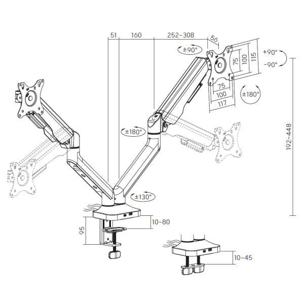 Фото - Кріплення настільне OfficePro MA452B 17-35" 2-12 кг Black