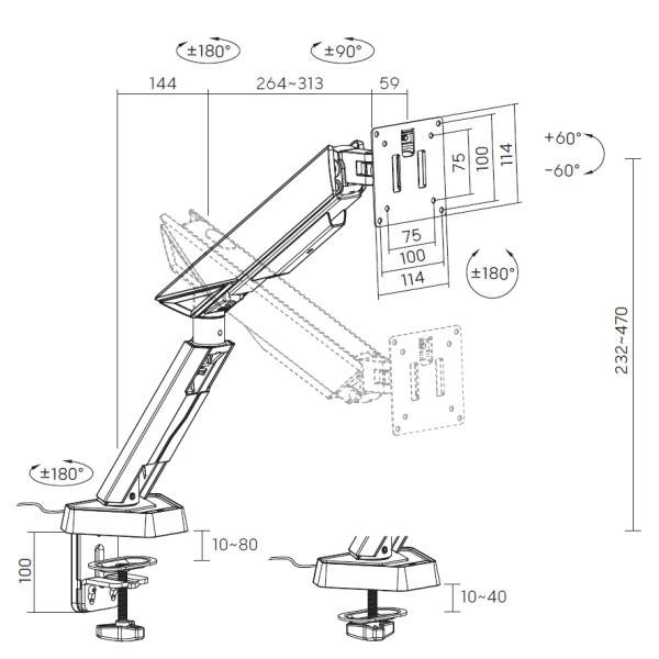 Фото - Кріплення настільне GamePro MAG201W 17-45" 2-16 кг White