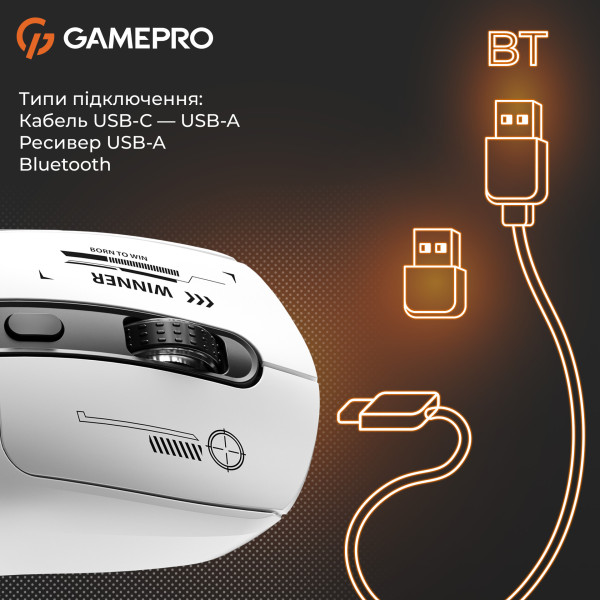 Фото - Мышь беспроводная игровая GamePro Genesis Winner Wireless White (GM079W)