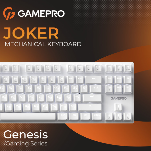 Фото - Клавіатура дротова GamePro Genesis Joker Outemu Red Swithes USB White (MK124W)