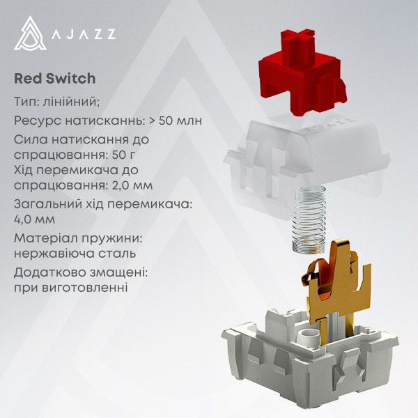 Фото - Клавіатура дротова ігрова Ajazz NK68 Red switches White (NK68-R-W)