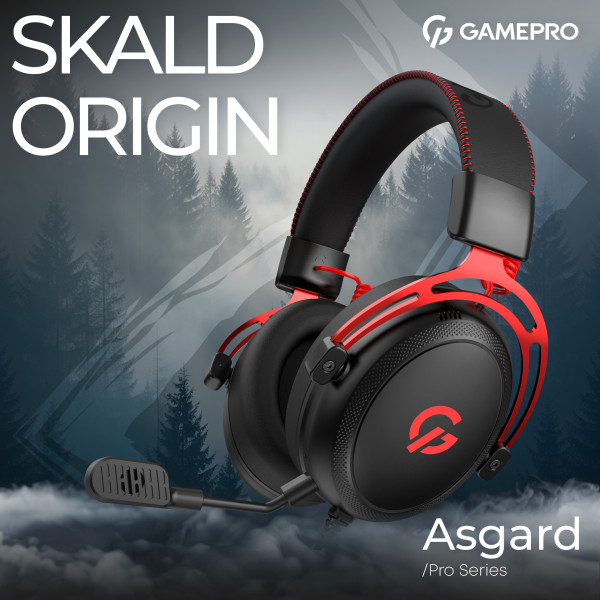 Фото - Гарнітура дротова ігрова GamePro Asgard Skald Origin Black-Red (HS850BR)
