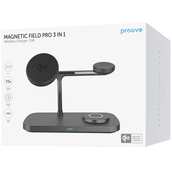 Фото - Беспроводное зарядное устройство Proove Magnetic Field Pro 3 in 1 Qi2 black (WSMP15002001)