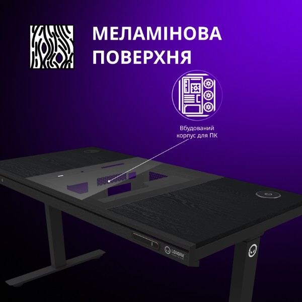 Фото - Стіл комп'ютерний Lorgar ELITE 90G Glass Black (LRG-DE90G)