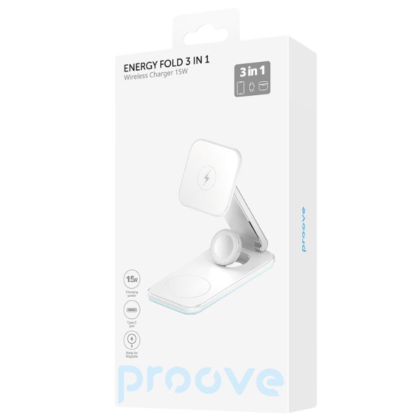 Фото - Беспроводное зарядное устройство Proove Energy Fold 3 in 1 White