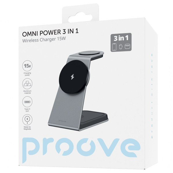 Фото - Беспроводное зарядное устройство Proove Omni Power 3 in 1 Gray