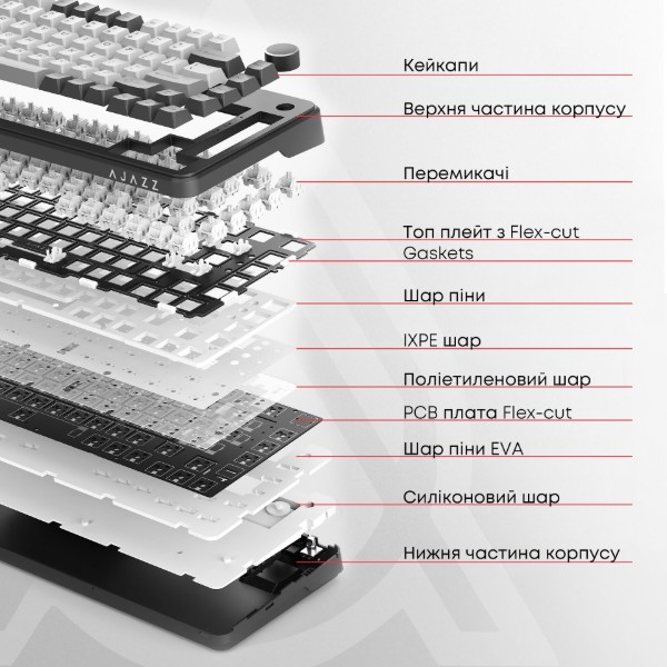 Фото - Клавиатура проводная игровая Ajazz AK820 Red Switch White USB-C (AK820-R-W)
