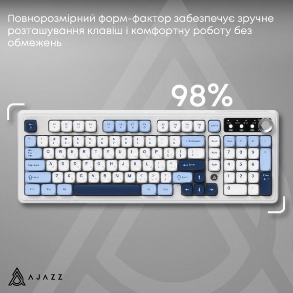 Фото - Клавиатура беспроводная игровая Ajazz AF98 PLUS Glacier Blue (AF98-PLUS-GB)