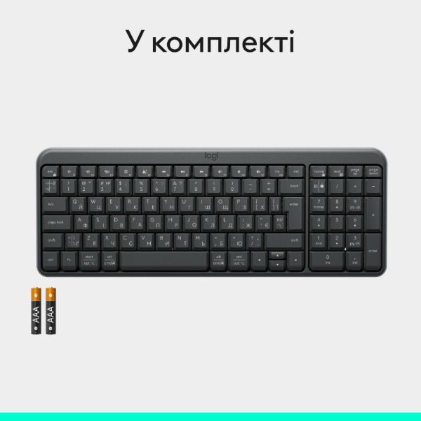 Фото - Клавіатура бездротова Logitech K250 Wireless Keyboard Graphite UKR (920-013822)