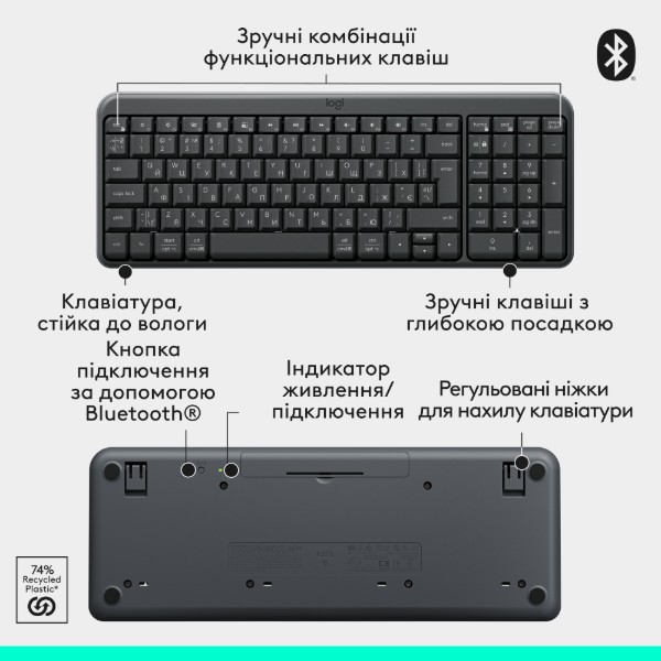 Фото - Клавиатура+мышь беспроводная Logitech MK250 Wireless Combo Graphite UKR (920-013823)