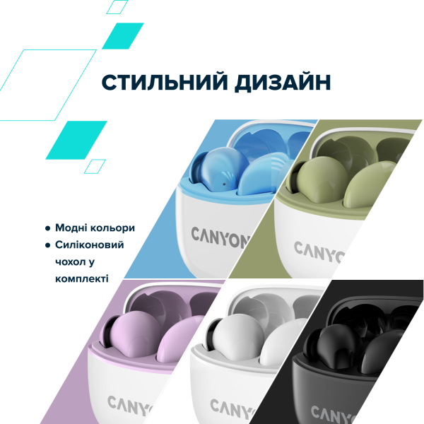 Фото - Навушники вкладиші бездротові TWS Canyon TWS-5 Blue (CNS-TWS5BL)
