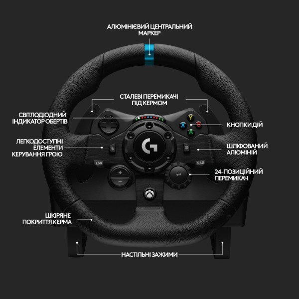 Фото - Кермо Logitech G923 Racing Wheel and Pedals for Xbox One and PC (941-000158)