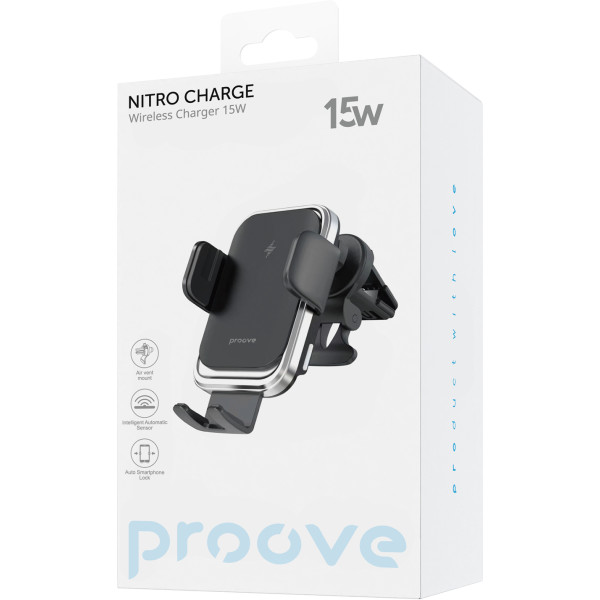 Фото - Автодержатель с беспроводной зарядкой Proove Nitro Charge 15W matte Black (WHNC15002005)