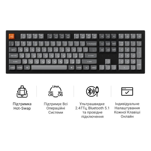 Фото - Клавиатура беспроводная Keychron K10 Max Super Banana Switch Black RGB (K10M-H4-UA)