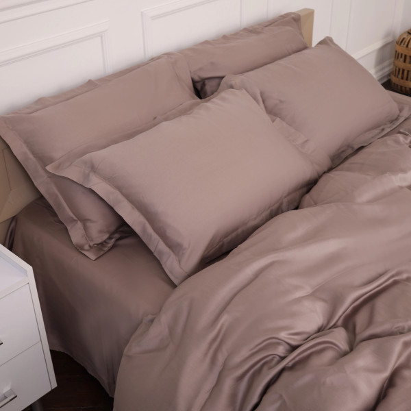 Фото - Простирадло двоспальне MirSon Imperial Tencel №08 Beige 180х190 см (2200010756531)