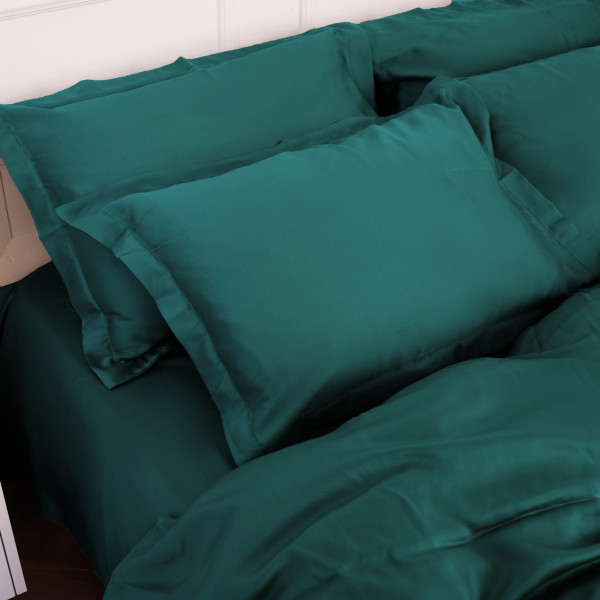 Фото - Простирадло двоспальне MirSon Imperial Tencel №07 Emerald 180х190 см (2200010756050)