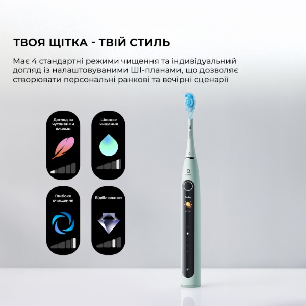 Фото - Зубна щітка електрична Oclean X Pro 20 Electric Toothbrush Green (6970810556902)