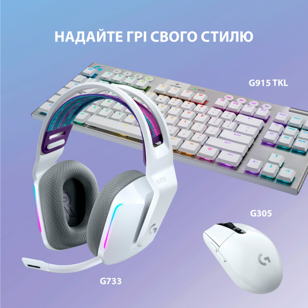 Фото - Гарнітура бездротова ігрова Logitech G733 Lightspeed White (981-000883)