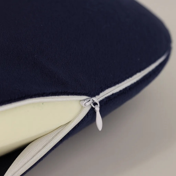 Фото - Подушка дорожня MirSon №8724 Velvet Line 28-0006 Navy blue Піна Memory Антиалергенна 30x37х10 см (2200006348092)