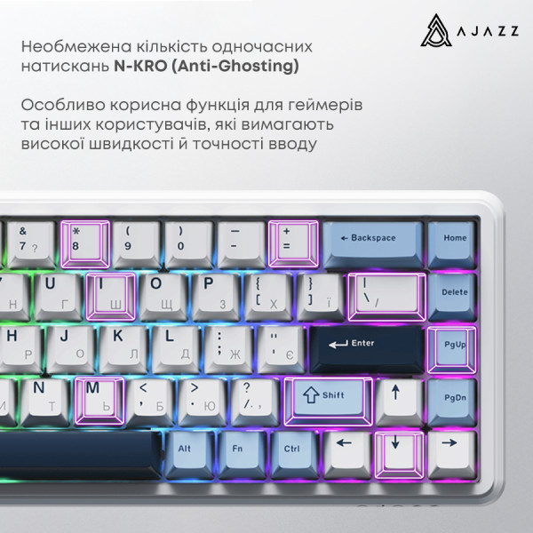 Фото - Клавіатура бездротова ігрова Ajazz AK680 MAX (AK680-M-BWD-A)