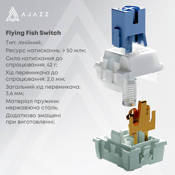 Фото - Клавіатура дротова ігрова Ajazz AK870 V2 Flying Fish Switch White USB-C (AK870-V2-FF-BWB)
